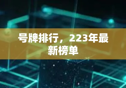 号牌排行,223年最新榜单 号牌排行,223年最新榜单